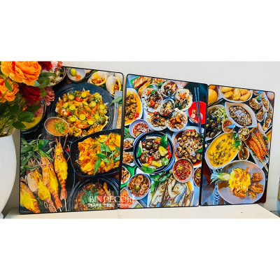 (ẢNH THẬT) Tranh treo tường trang trí decor quán ốc 1 có khung kèm đinh treo