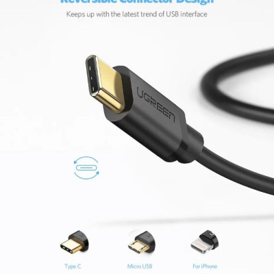 Ugreen UG30160US141TK 1.5M màu đen Dây USB 2.0 sang Type-C truyền dữ liệu và sạc - HÀNG CHÍNH HÃNG