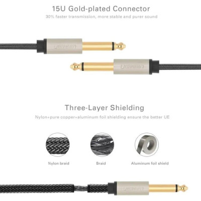 Ugreen UG10639AV128TK 3M màu Đen Cáp âm thanh 2 đầu 6.5mm dương cao cấp - HÀNG CHÍNH HÃNG