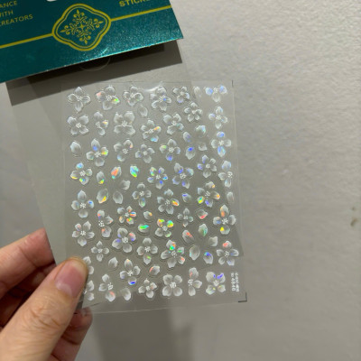 Sticker 5D Hình Cánh Hoa Phản Quang 4846 Bông Hoa Cực Quang Hồng M2297 Dán Móng Làm Nail Siêu Xinh, Hình Dán Móng Hoa Nổi Tự Dính Tiện Lợi