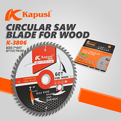 Lưỡi cưa đĩa cắt gỗ KAPUSI Nhật Bản đường kính 110-180mm, số răng 30-60, hợp kim, Bh 12 tháng