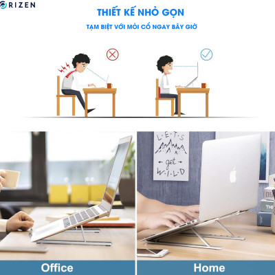 Đế tản nhiệt cho Laptop, Macbook - Giá đỡ, kệ đỡ, phụ kiện cao cấp cho Macbook, Laptop bằng hợp kim nhôm thông minh gấp gọn Horizen N3 - Hàng chính hãng