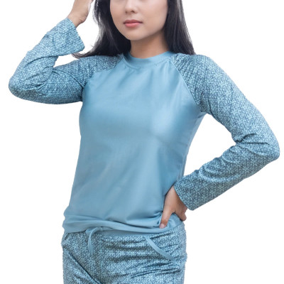 Bộ đồ bơi nữ tay dài LMcation Quinn- Xanh ngọc thổ cẩm