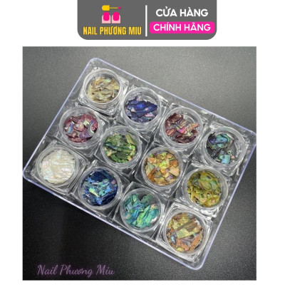 Xà Cừ Vân Đá Siêu Mỏng 12 Màu, Chất Liệu Ngọc Trai Sáng Bóng, 7g/Hũ Dành Cho Thợ Làm Nail  Nhà Nail Phương Miu khảm xà cừ việt nam