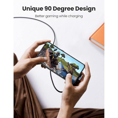 Ugreen UG20583US334TK 3M bẻ 90 độ cáp USB 2 đầu type C màu đen góc vuông bọc nhôm dây dù chống nhiễu - HÀNG CHÍNH HÃNG