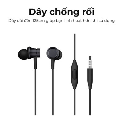 Tai Nghe Nhét Tai Xiaomi Mi In-Ear Headphones Basic (Black/Silver)_Hàng Nhập Khẩu