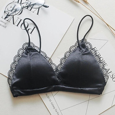 Áo Bra Sợi Tơ Nhân Tạo Viền Ren Không Gọng Đệm Mỏng (AL19)
