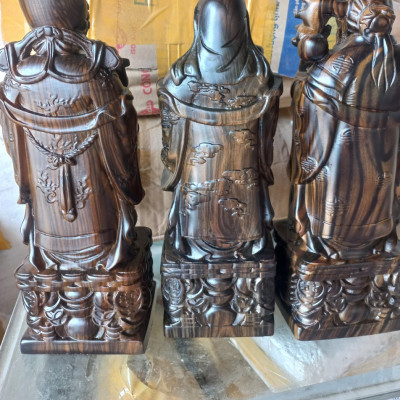 BỘ TƯỢNG PHẬT TAM ĐA PHÚC LỘC THỌ BẰNG GỖ MUN HOA KT CAO 30×11×9CM 