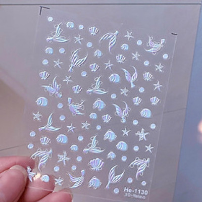 Sticker 5D Biển Cả Hình Sao Sò Ốc Biển Cá Heo Nhiều Màu Pastel Làm Nail Du Lịch Mùa Hè, Hình Dán Móng Ngọc Trai BLUE SEA Sứa Biển Nổi Mix Kiểu