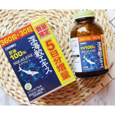 Viên Uống Sụn Vi Cá Mập Orihiro Squalene 360 Viên Nhật Bản, Viên Dầu Gan Cá Mập Hỗ Trợ Xương Khớp