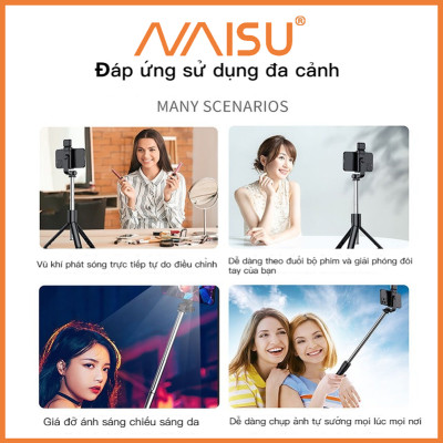 Gậy Chụp Ảnh Tự Sướng Bluetooth, Tripod Livestream 3 chân máy sống, ánh sáng lấp đầy, có thể gấp lại ID – 1815 - Hàng nhập khẩu