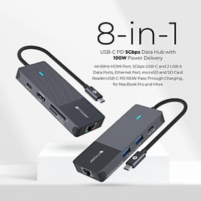Cổng Chuyển Đổi Mazer Infinite Multimedia Pro Hub 8-in-1 USB-C - Hàng Chính Hãng