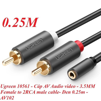 Ugreen UG10561AV102TK 0.25M màu Đen Cáp âm thanh 2 đầu Bông sen sang 3.5mm Âm - HÀNG CHÍNH HÃNG
