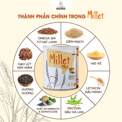 Sữa Hạt Millet 700g x4 Hộp (2.8kg) Vị Kê Tự Nhiên Cho Trẻ Từ 3 Tuổi & Người Lớn Sữa Hữu Cơ Bổ Sung Dinh Dưỡng Toàn Diện