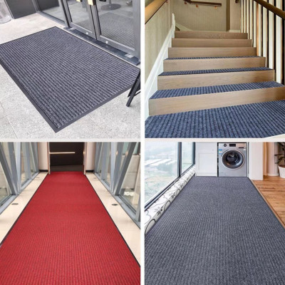 Thảm chùi chân đế chống trượt dạng sọc Stripmate Màu Xám đen & Đỏ đun