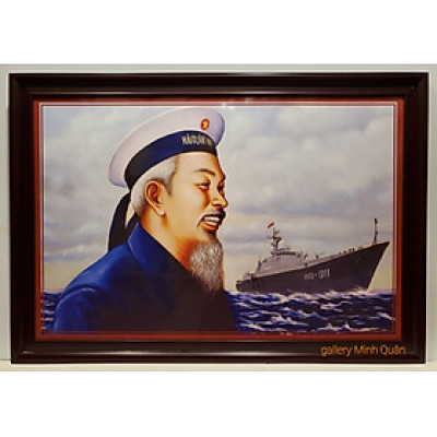 TRANH BÁC HỒ THĂM BỘ ĐỘI HẢI QUÂN VIỆT NAM 1959