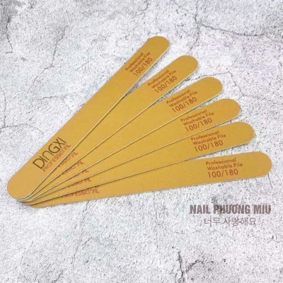 Dũa Mỏng Da Bò DINGXI Lốc 50 Cái Độ Nhám 100/180 Màu Nâu Vàng Làm Nail Tiện Lợi, Form Thẳng, Lõi Nhựa Cứng Cáp, Cầm Chắc Tay, 2 Mặt Nhám Cao Cấp Êm