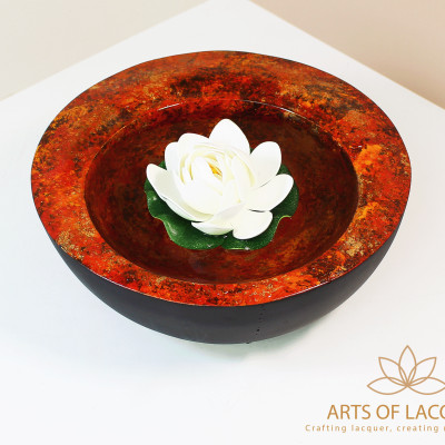 Bát Sơn Mài Thả Hoa Tròn