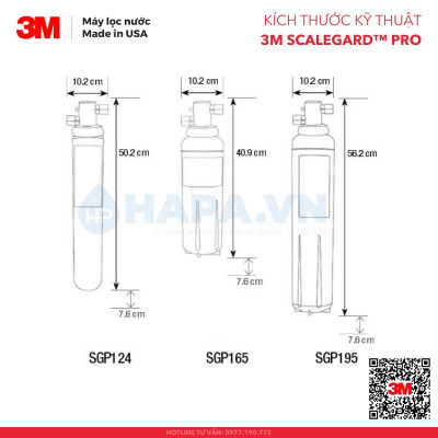 Máy Làm Mềm Nước 3M SGP124BN-T, SGP165BN-T, SGP195BN-T SCALEGARD PRO Chuyên Dùng Cho Máy Pha Cà Phê - Hàng Chính Hãng 3M
