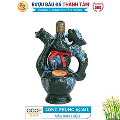 Đặc Sản Bình Định - Rượu Bàu Đá Thành Tâm Long Phụng (Màu xanh rêu) 650ml - OCOP 3 Sao