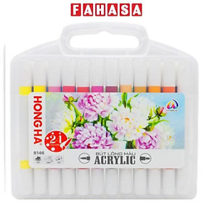 Hộp 24 Bút Lông Màu Acrylic 2 Đầu - Hồng Hà 8146