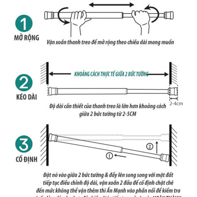 Thanh Treo Rèm Dán Tường Treo Đồ Đa Năng Hamart Kim Loại Gắn Tủ Quần Áo Cửa Sổ Ngang 1.3CM