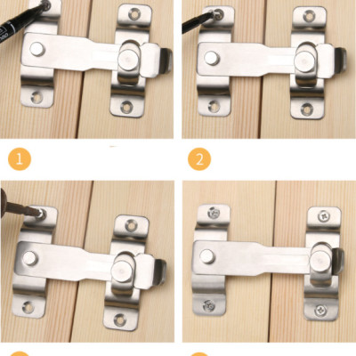 Chốt Khóa Cài Cửa KUNBE Bằng Thép Không Gỉ, Then Cửa Có Chốt Cố Định Thanh Gạt Loại To An Toàn, Chắc Chắn