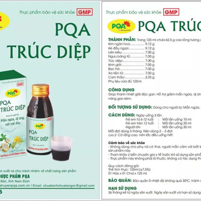 Trúc Diệp PQA Giúp Thanh Nhiệt Giải Độc Gan Hỗ Trợ Giảm Mẩn Ngứa Dị Ứng, Nổi Mề Đay Do Chức Năng Gan Kém Hộp 125ml
