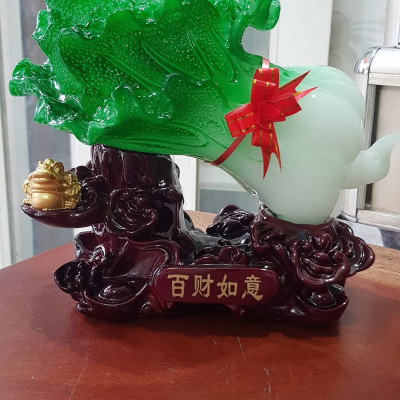 Tượng Bắp Cải Cóc Vàng Phong Thuỷ Tài Lộc đế gỗ thỏi vàng Size trung Ngang 25cm x Cao 21cm x Sâu 11cm Công dụng trưng bắp cải tượng trưng cho của cải cóc giữ ngậm tiền trưng bàn làm việc, nhà, công ty, quà biếu tặng ý nghĩa ạ