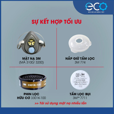 Bộ phụ kiện lọc mặt nạ phòng độc 3M dành cho mặt nạ 3100 - 3200