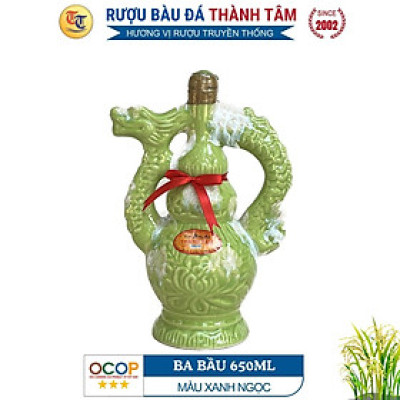 Đặc Sản Bình Định - Rượu Bàu Đá Thành Tâm BA BẦU (Màu xanh ngọc) 650ml - OCOP 3 Sao