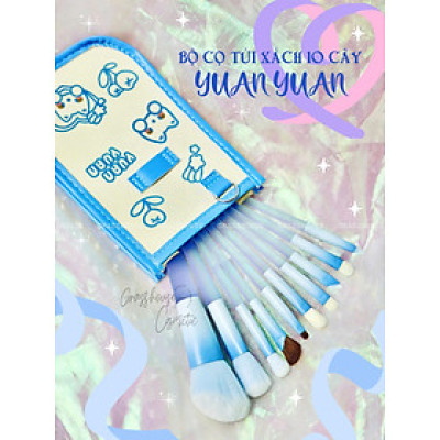 BỘ CỌ TRANG ĐIỂM XANH HÌNH GẤU NGỌT NGÀO 10 CÂY/BỘ CÓ TÚI QUAI ĐEO ĐI KÈM