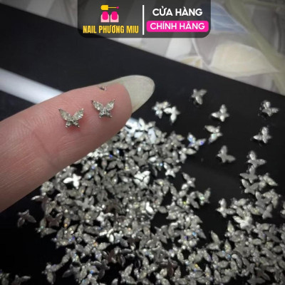 Set 20 Charm Bướm Mini Đính Đá Siêu Sáng Trang Trí Móng, Charm Bướm Kim Loại Size Nhỏ Làm Nail Sang Trọng Nữ Women