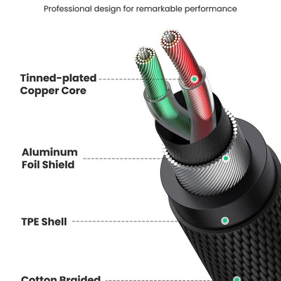 Ugreen UG40184AV139TK 1M 3.5mm góc nghiêng phải Cáp AUX âm thanh 2 đầu 3.5mm - HÀNG CHÍNH HÃNG