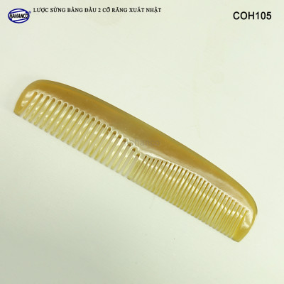Lược sừng xuất Nhật (Size: M - 15cm) COH105 - Lược bằng đầu 2 loại răng – Chăm sóc tóc
