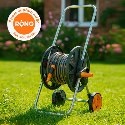 Bộ vòi nước tưới cây rửa xe đa năng Lebenlang LBLB3365 dây dài 30m, 1 đầu tưới, thiết kế xe đẩy - hàng chính hãng