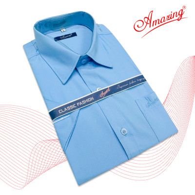 Áo so mi công sở dành cho tuổi trung niên, có size lớn, form rộng, dáng suông, tay ngắn, hiệu Amazing