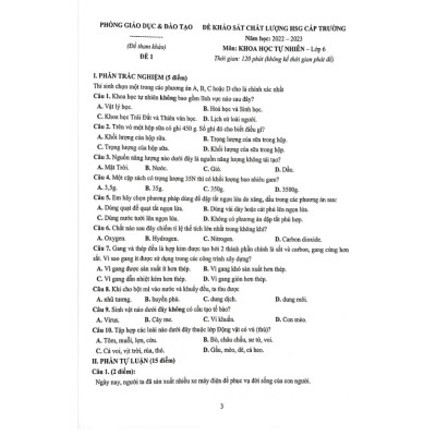 Bộ 30 Đề Thi Thử Học Sinh Giỏi Khoa Học Tự Nhiên 6 (Theo Chương Trình Giáo Dục Phổ Thông Mới) OPA