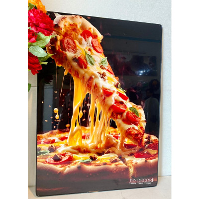 (ẢNH THẬT) Tranh treo tường pizza trang trí decor quán bo viền kèm đinh treo