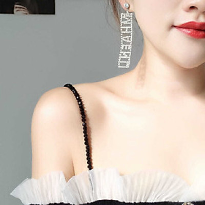 Dây áo lót dây áo bra dây áo ngọc trai và cườm đen trắng mặc áo váy trễ vai điểm nhấn nổi bật quyến rũ cho nàng