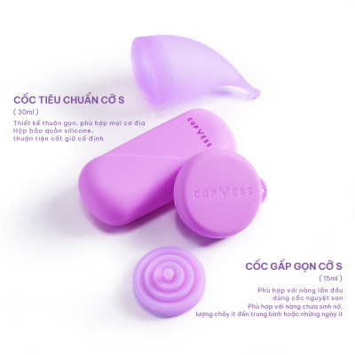 COMBO Cốc nguyệt san Cup Yess chính hãng – Gấp gọn Z Cup cỡ S (15ml) & Tiêu chuẩn S Cup cỡ S (30ml)