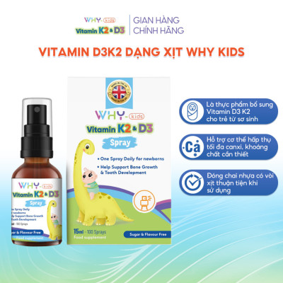 [Mua 2 Tặng 1 Kem] Vitamin D3 K2 Whykids Dạng Xịt Giúp Bé Tăng Khả Năng Hấp Thụ Canxi Tốt Cho Sức Khoẻ - Chai 15m