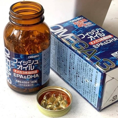 Viên Uống Dầu Cá Fish Oil Bổ Mắt, Bổ Não, Hỗ Trợ Tim Mạch Omega 3 Orihiro 180 Viên Nhật Bản