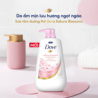 Sữa Tắm Serum Dove Pro-Ceramide Hoa Sakura và Muối Hồng Giúp Da Đàn Hồi Và Căng Bóng 500g