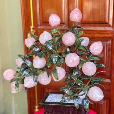 Cây đào phong thuỷ thạch anh hồng 18 quả|phongthuygiaphat