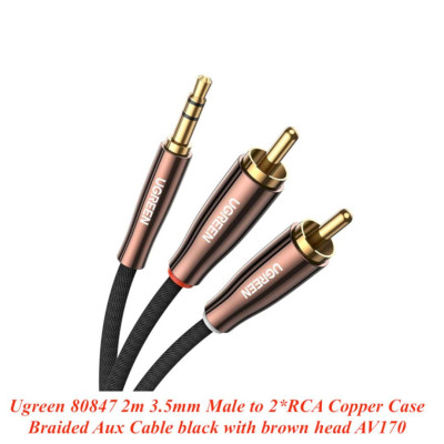 Ugreen UG80847AV170TK 2M Màu Đen Đầu cáp Màu Nâu Cáp chuyển đổi âm thanh 3.5mm sang 2 cổng RCA - HÀNG CHÍNH HÃNG