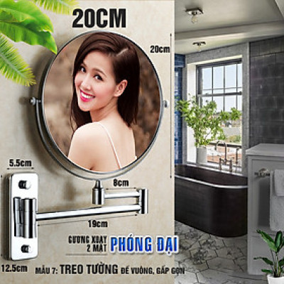 Gương trang điểm để bàn, LED, treo tường, Crom, phóng đại zoom x3, 2 mặt xoay siêu nét nhiều mẫu Minh House