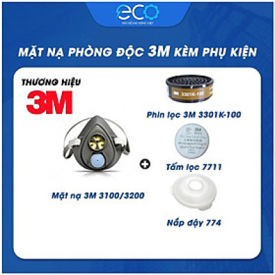 Combo Mặt Nạ 3M 3100/3200 Chính Hãng – Lọc Hơi Độc, Chống Mùi Hóa Chất, Dùng Phun Sơn & Phun Thuốc