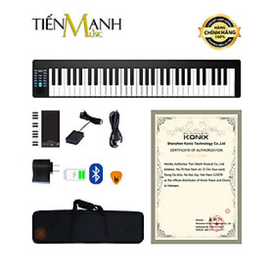 Đàn Piano Điện Konix PJ61Z - 61 Phím cảm ứng lực Midi Keyboard Controllers PJ61 Hàng Chính Hãng - Kèm Móng Gẩy DreamMaker