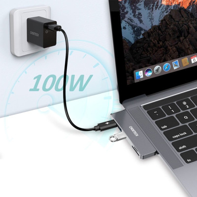 Hub chuyển Choetech HUB-M14 7in 2  dùng cho Mac-book ( Usb C* 2 To HDMI, TF, SD, 2*USB-C, 2*USB 3.0)- Hàng chính hãng